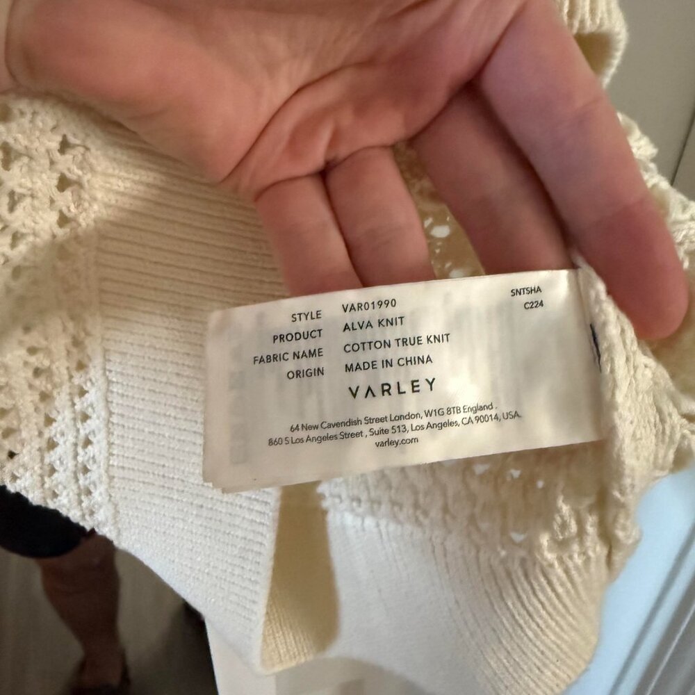 Varley Cream Open-Knit Short Sleeve Sweater - Picture 5 of 7